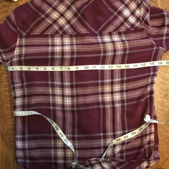 Garage Maroon Cream Plaid Flannel Button Down S - Picture 5 of 7